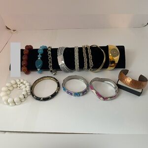 13 Bracelet Lot Reed & Barton Damascene, GF Bangle, Enamel
